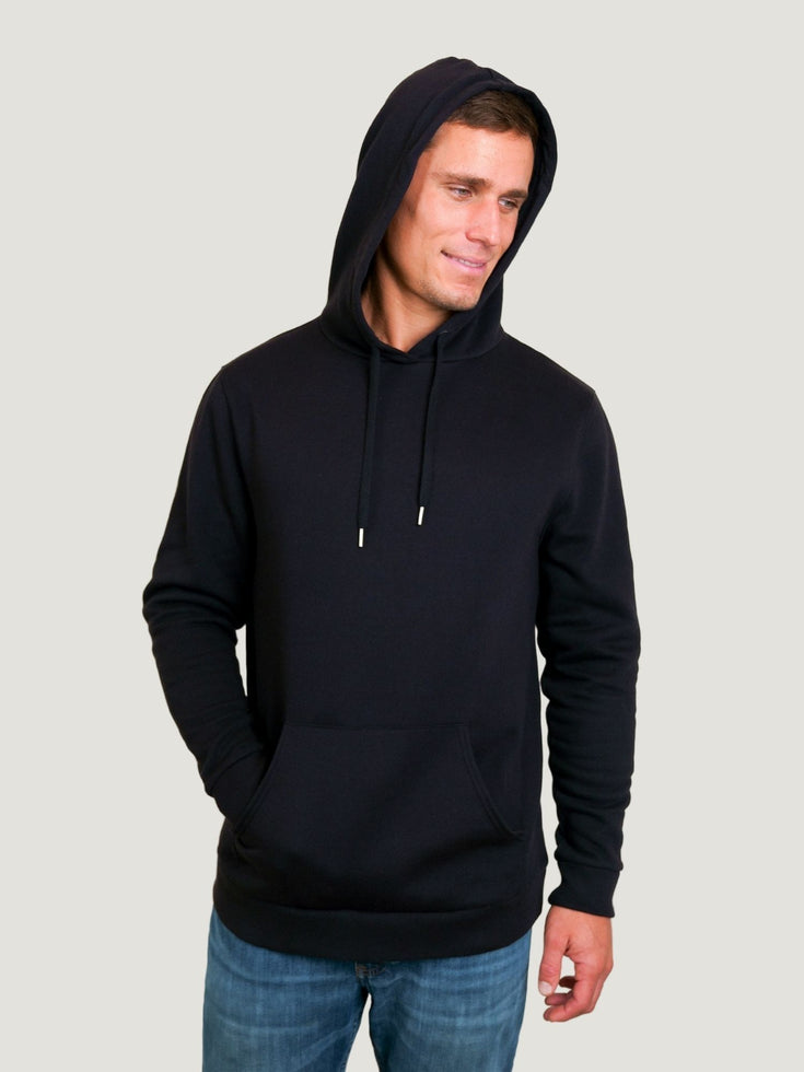 Men's Hoodie Pullover Black Fleece