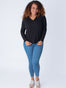 Women's Long Sleeve V-Necks | Black | Fresh Clean Threads
