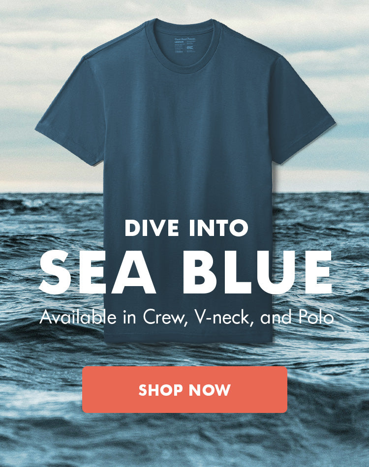 Dive Into Sea Blue | Men's Crew, V, and Polo at Fresh Clean Threads