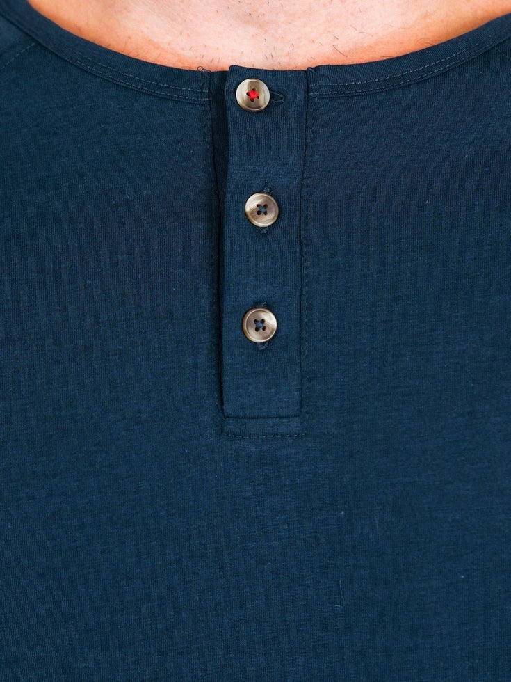 Navy Slim Fit Long Sleeve Henley FINAL SALE