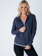 Women's Blue Terry Zip-Up | Fresh Clean Threads