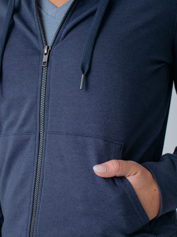 Women's Blue Terry Zip Sweatshirt | Fresh Clean Threads
