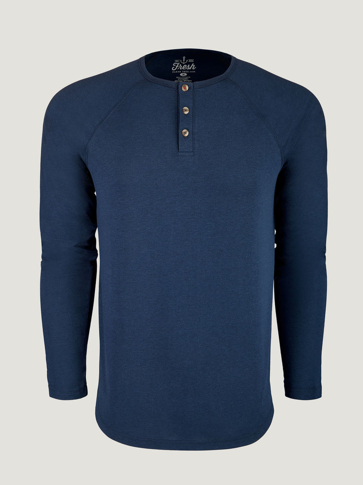 Navy Slim Fit Long Sleeve Henley FINAL SALE