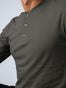 Stone Green Long Sleeve Henley Details | Fresh Clean Threads