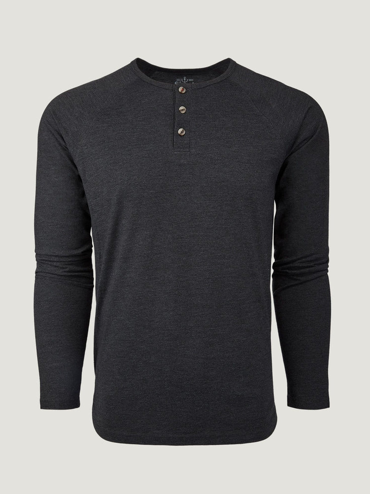 Vintage Black Slim Fit Long Sleeve Henley FINAL SALE