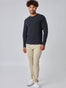 Charcoal Thermal Long Sleeve Crew Studio Full Body Image | Fresh Clean Threads