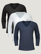 Women's Long Sleeve V-Necks Basic 3-Pack | Fresh Clean Threads