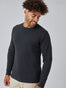 Charcoal Thermal Long Sleeve Crew Studio Image with Model Size Large | Fresh Clean Threads