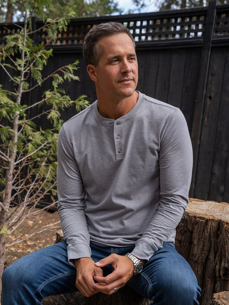 Heather Grey Long Sleeve Henley | Basic Long Sleeve Henley 3-Pack