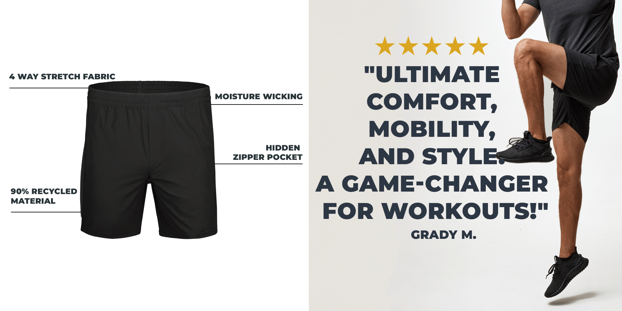 Stretch Performance Shorts for Men | Perfect Fit & Soft, Stretchy Fabric