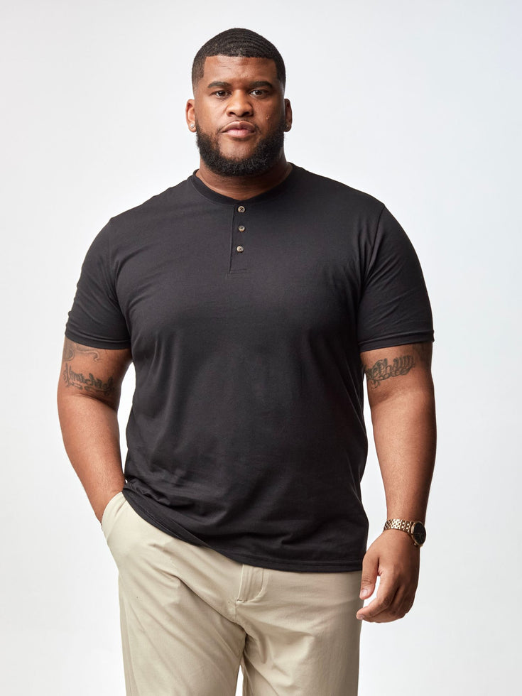 Men's Black Short Sleeve Henley | Fresh Clean Threads