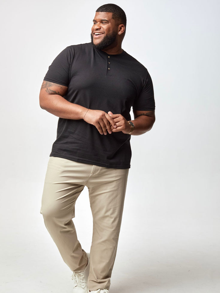 Black Short Sleeve Henley Shirt for Men | Fresh Clean Threads
