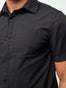 Black Short Sleeve Stretch Button Up with Chest Pocket | Fresh Clean Threads