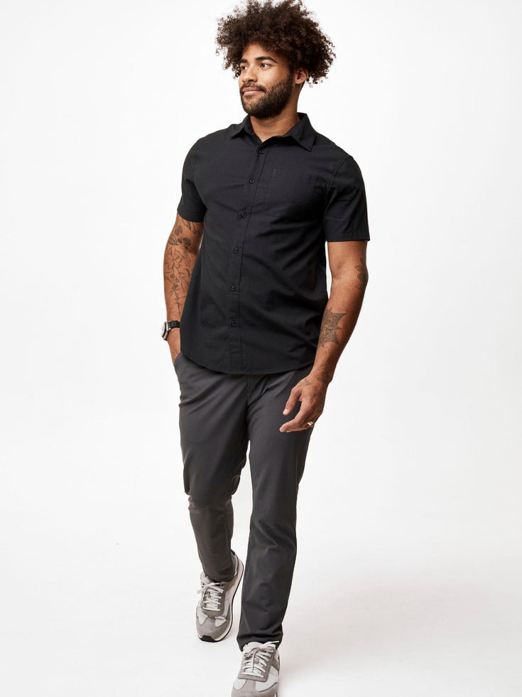 Black Short Sleeve Button Up | Fresh Clean Threads