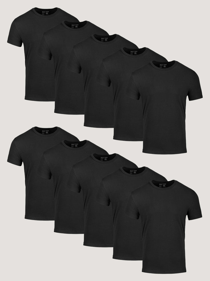 All Black Crew 10-Pack of Mens Tees | Fresh Clean Threads