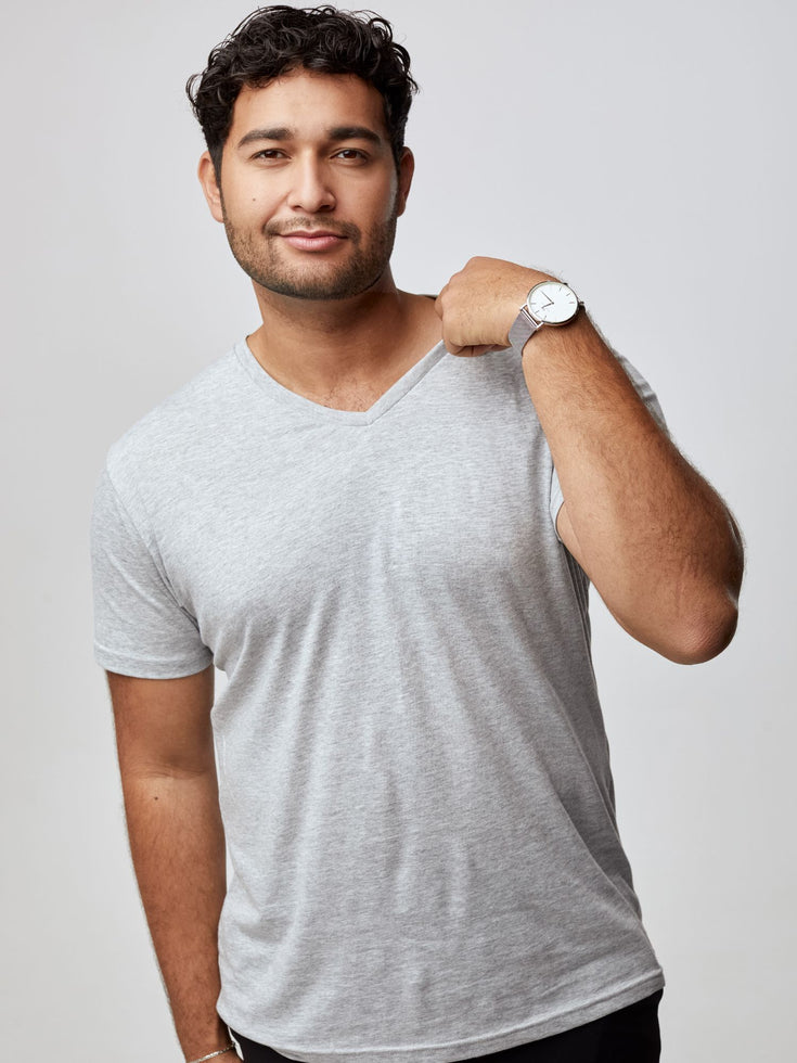 Men's Heather Grey V-Neck Tee | Fresh Clean Threads