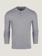 Heather Grey Long Sleeve Henley Ghost Mannequin | Fresh Clean Threads