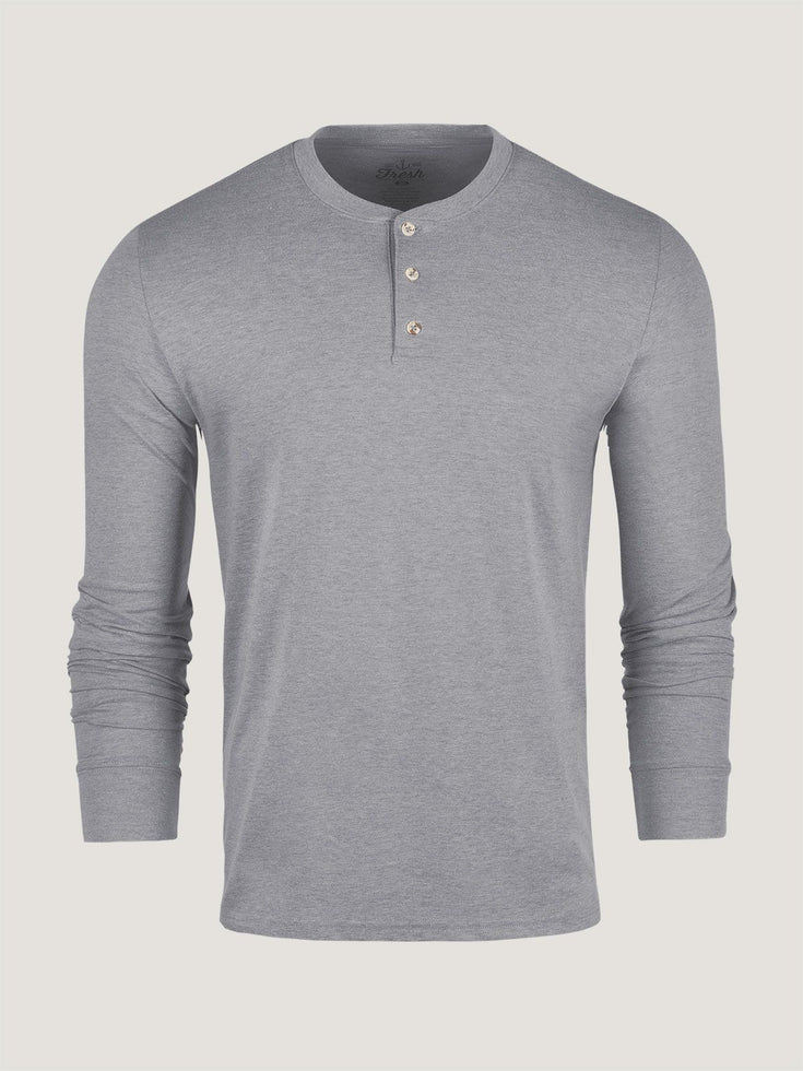Heather Grey Long Sleeve Henley Ghost Mannequin | Fresh Clean Threads