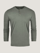 Mercury Green Long Sleeve Henley Ghost Mannequin | Fresh Clean Threads