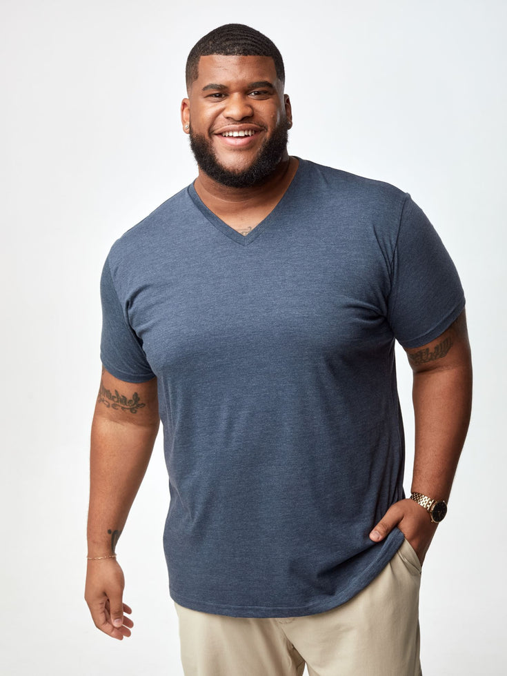 Navy Men's V-Neck Tee Shirt | Perfect fit for everyBODY, S–4XL