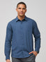 Navy Long Sleeve Button Up Shirt | 4-Way Stretch Fabric