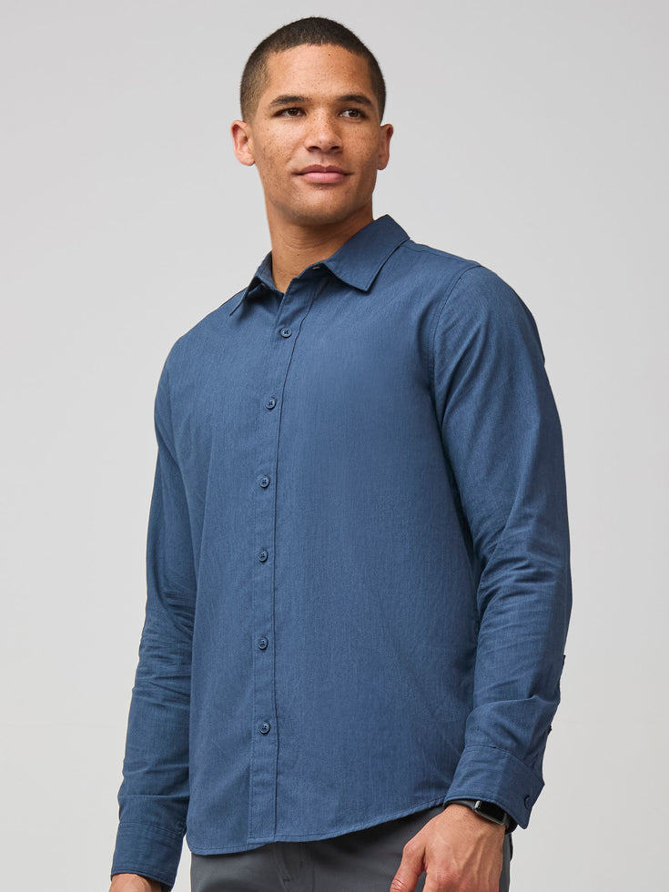Navy Long Sleeve Button Up Shirts | Freedom to move