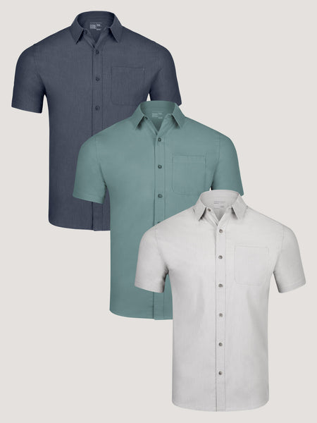 Short Sleeve Button Up Summer Essentials 3-Pack