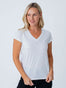 Womens White V-Neck Top | Model Small | Made with StratuSoft