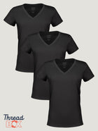Women’s All Black V-Neck 3-Pack Tees | Subscription Packs at Fresh Clean Threads