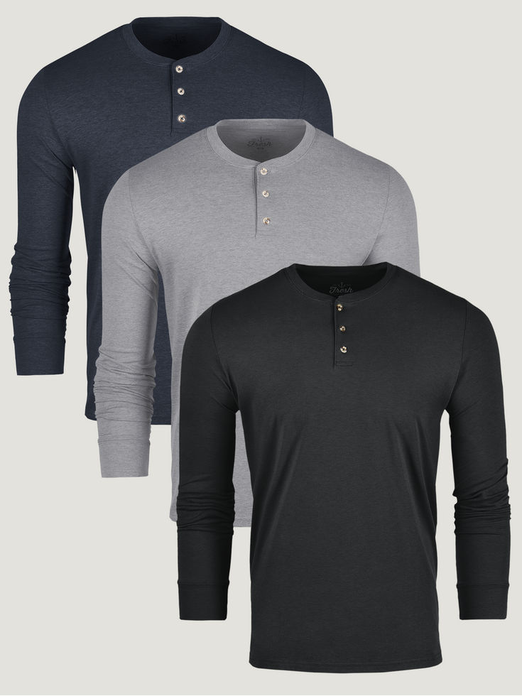 Basic Long Sleeve Henley 3-Pack | Fresh Clean Threads