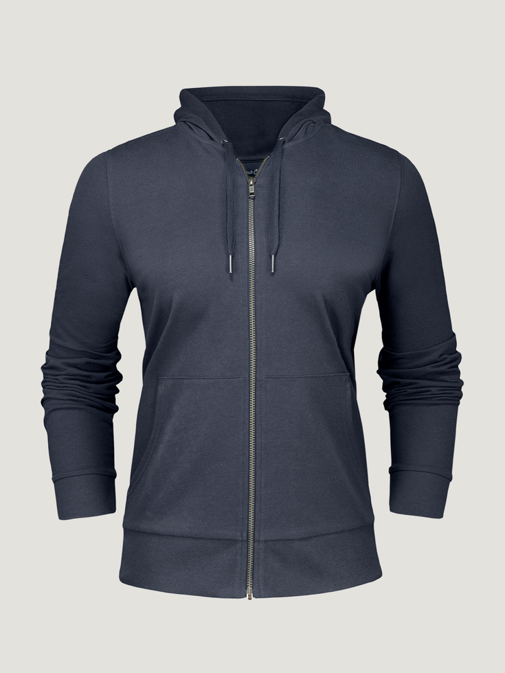 Women's Blue Terry Zip-Up Sweatshirt | Fresh Clean Threads