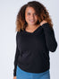 Women's Black Long Sleeve with V-Neck | Fresh Clean Threads